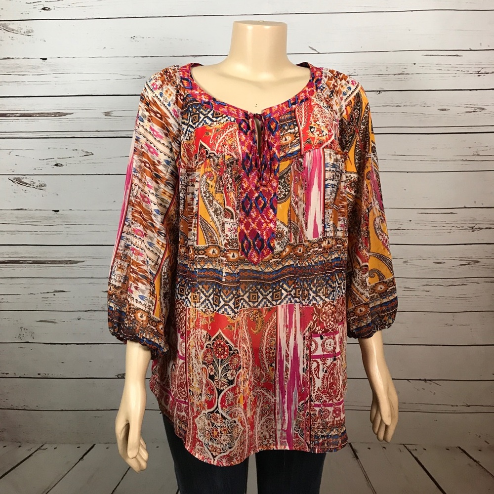 Anthropologie Fig and Flower flowy boho top sz 1X